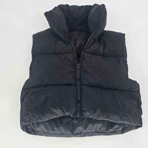 Black Puffer Vest Quilted Sleeveless Jacket Size S